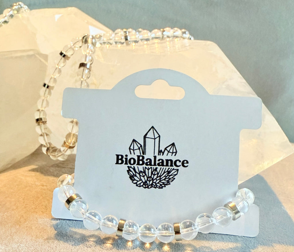 BioBracelet: Clear quartz with healing magnets creating bloodflow